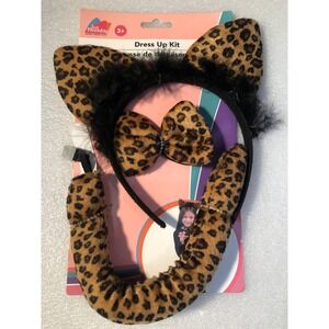 Leopard print Dress Up Kit headband ears tail bow Cosplay NEW